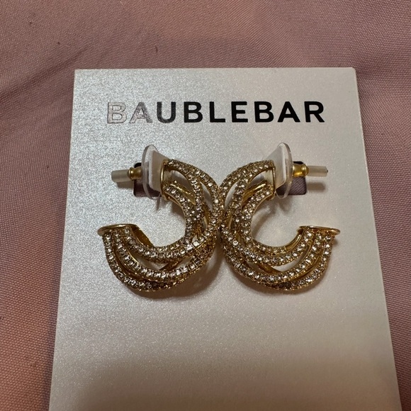 BaubleBar Jewelry - BaubleBar Multi-Layered Pave Set Hoop Earrings NWT